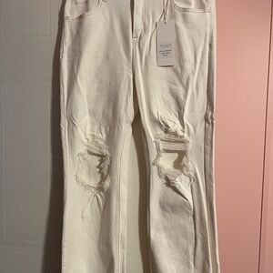 Trendy Cream Distressed Jeans